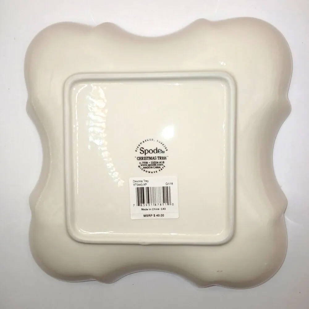 Spode Christmas Tree Devonia Tray 8 inches Square Candy Trinket Dish New in Box